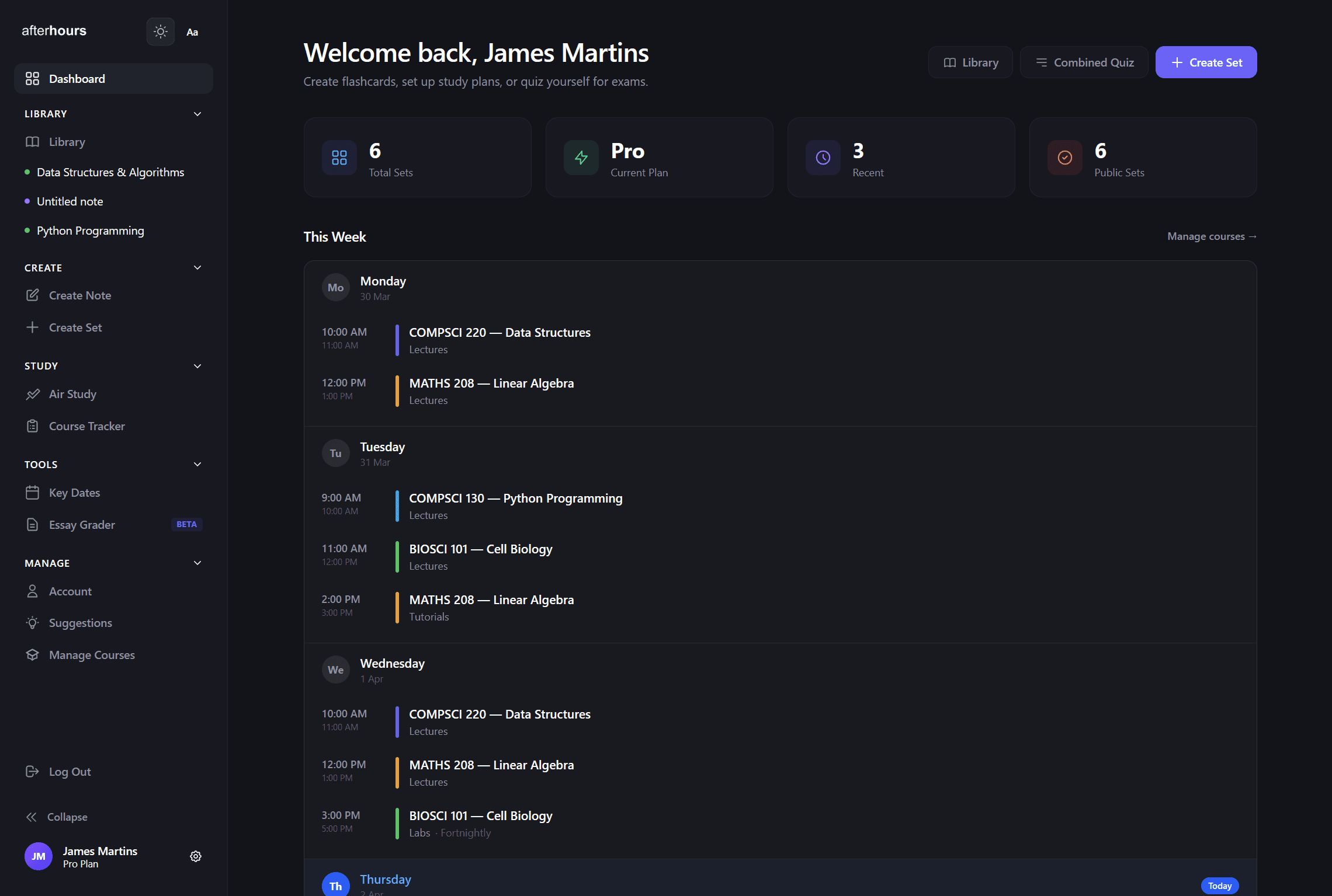 afterhours Dashboard